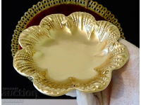 Bronze bonbonniere, bowl, flower, relief.