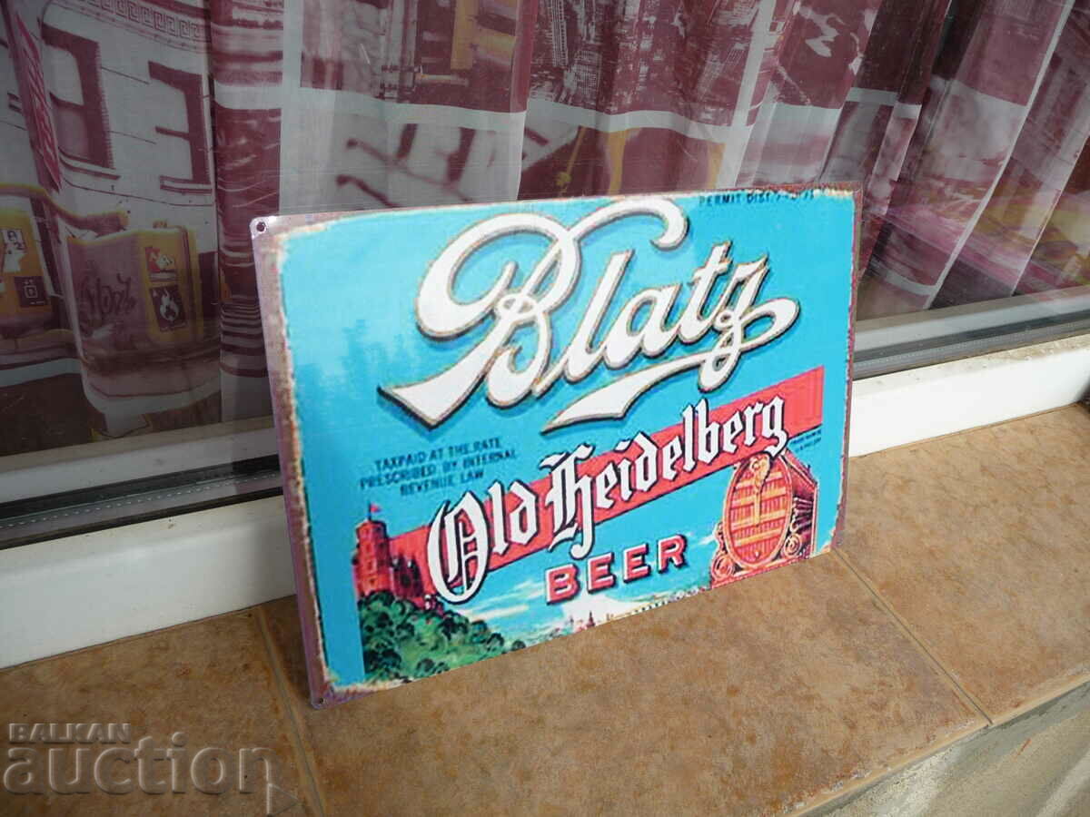 Metal plate beer Blatz beer advertising decor cheers bar with price 16.00 BGN | € 8.18 Metal plate beer Blatz beer advertising decor cheers bar with price 16.00 BGN | € 8.18