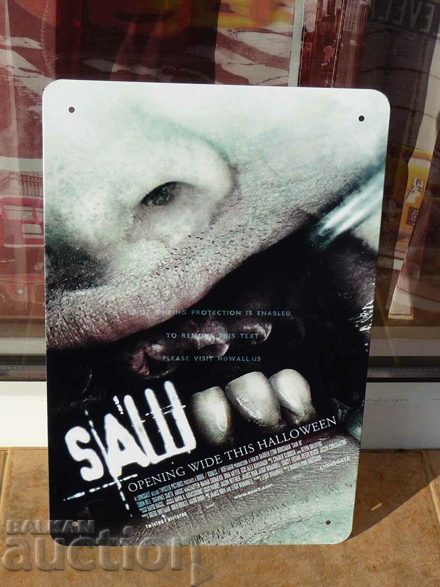 Метална табела филм SAW Убийствен пъзел психотрилър зъби