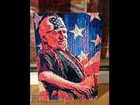 Metal plate music Willie Nelson country legend America