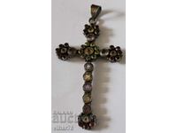 SILVER CROSS WITH STONES