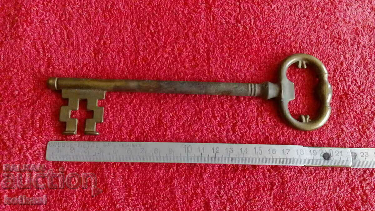 Old large metal bronze brass key