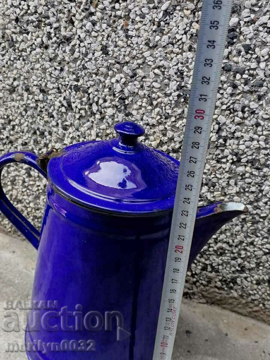 Auction Enameled jug container with enamel coffee pot 30s Auction Enameled jug container with enamel coffee pot 30s