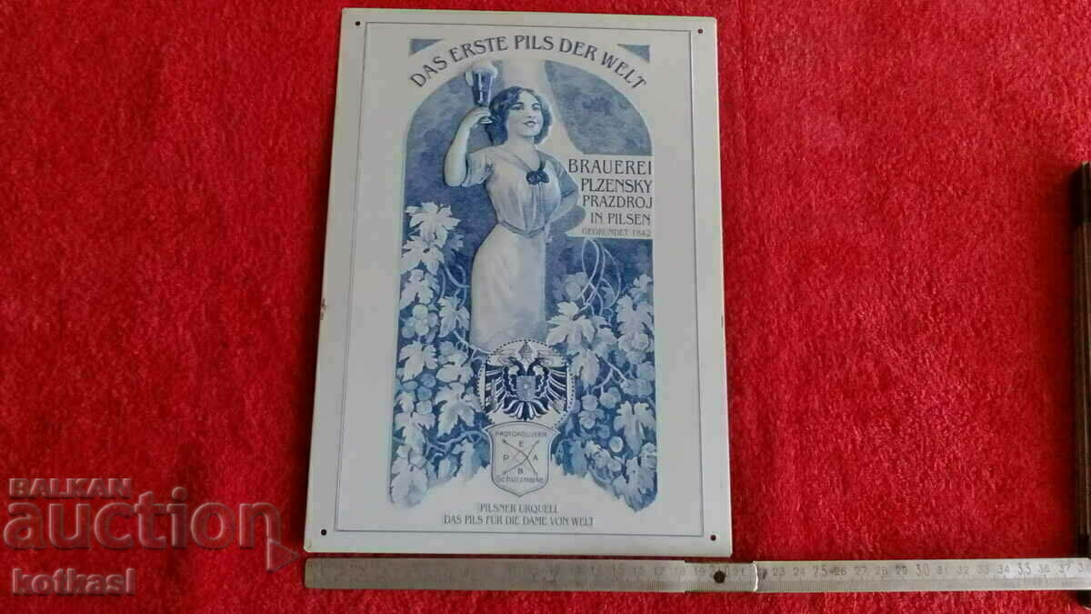 Old embossed metal plate advertising Beer Old embossed metal plate advertising Beer