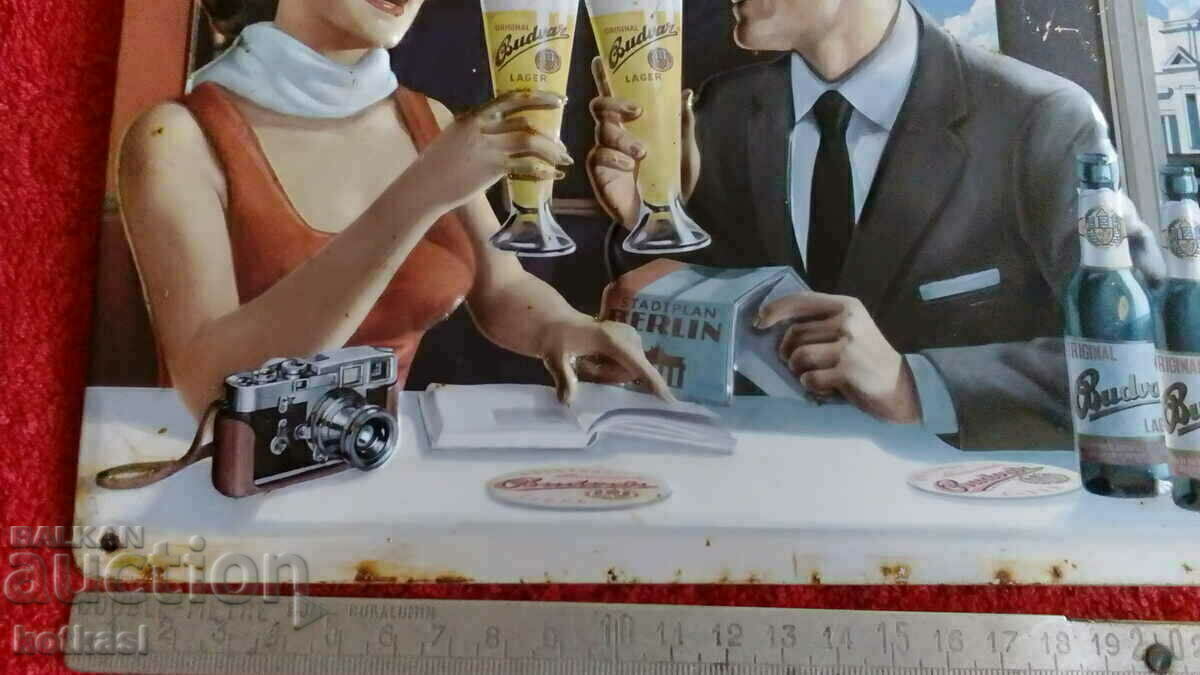 Old embossed metal beer billboard with price 21.50 BGN | € 10.99 Old embossed metal beer billboard with price 21.50 BGN | € 10.99