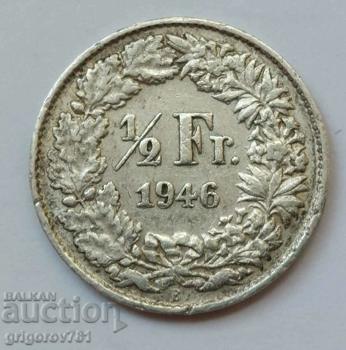 1/2 franc argint Elveția 1946 B - monedă de argint