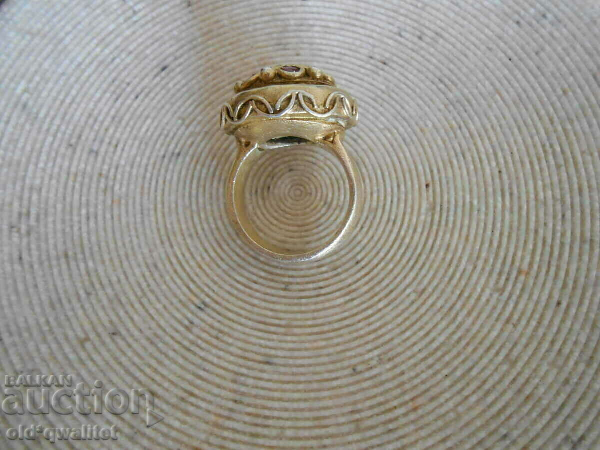 Auction RING, Silver 925, Ruby Topaz, gilding designer Auction RING, Silver 925, Ruby Topaz, gilding designer