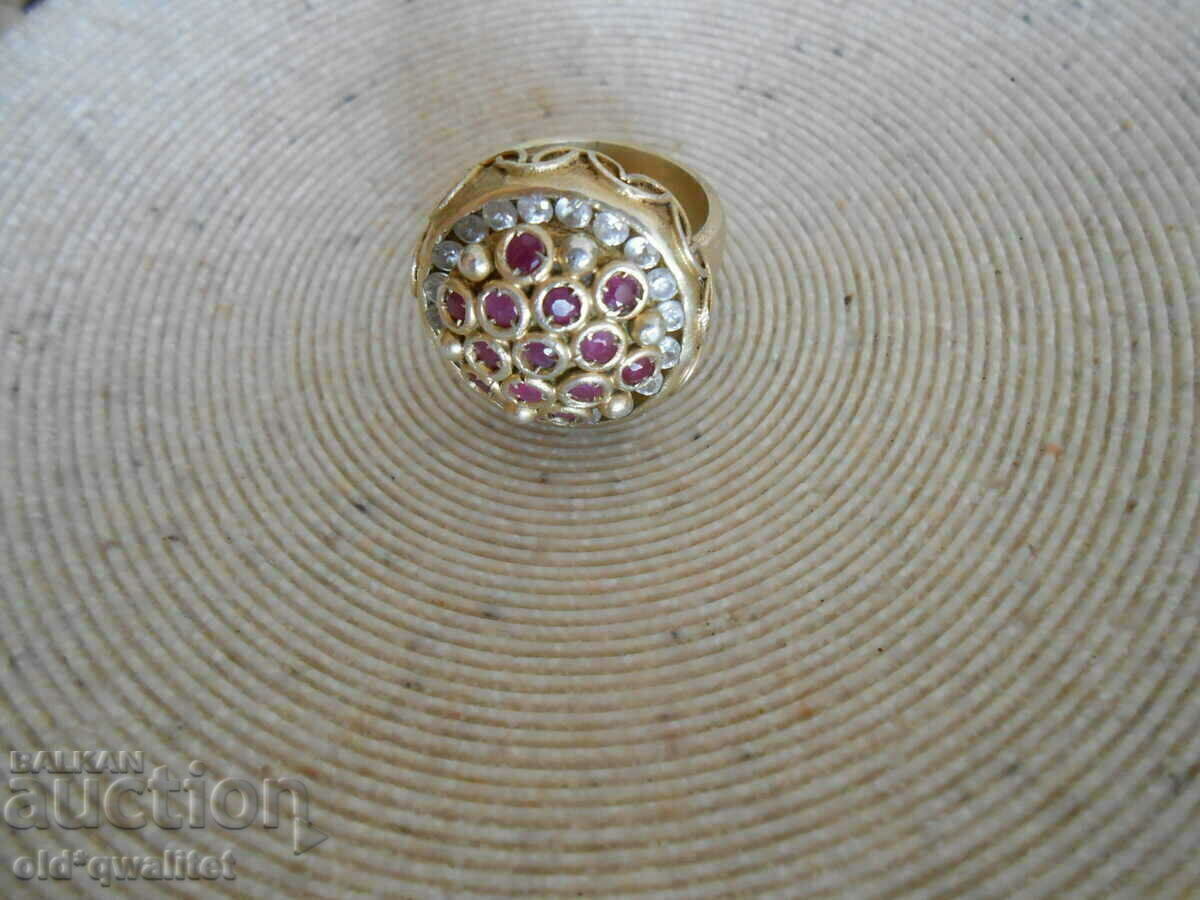RING, Silver 925, Ruby Topaz, gilding designer - 7 RING, Silver 925, Ruby Topaz, gilding designer - 7