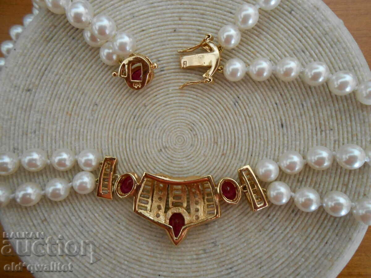 Necklace / necklace / jewelry, clasp: Silver 925, blue. Pearls - 5 Necklace / necklace / jewelry, clasp: Silver 925, blue. Pearls - 5