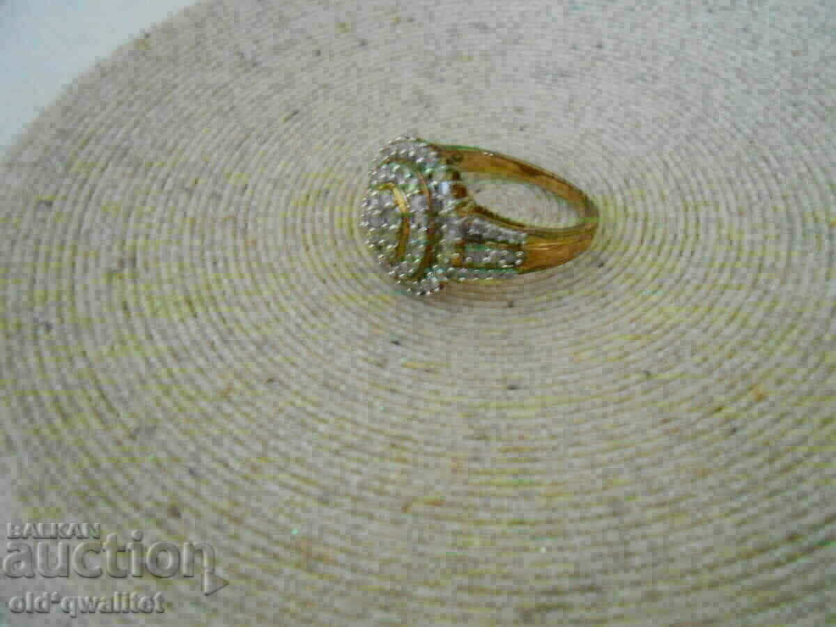 Δημοπρασία Ασημένιο Δαχτυλίδι με Διαμάντια 1 καρατίου, επίχρυσο Δημοπρασία Ασημένιο Δαχτυλίδι με Διαμάντια 1 καρατίου, επίχρυσο