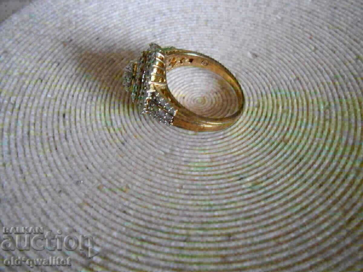 Παράδοση Ασημένιο Δαχτυλίδι με Διαμάντια 1 καρατίου, επίχρυσο Παράδοση Ασημένιο Δαχτυλίδι με Διαμάντια 1 καρατίου, επίχρυσο