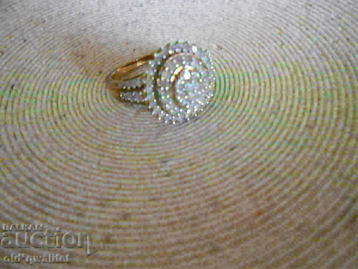 Ασημένιο Δαχτυλίδι με Διαμάντια 1 καρατίου, επίχρυσο - 6 Ασημένιο Δαχτυλίδι με Διαμάντια 1 καρατίου, επίχρυσο - 6