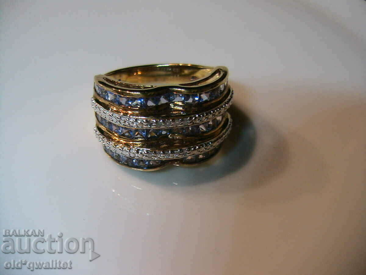 RING, 925 Silver with Tanzanite and Topaz, gilding with price 227.00 BGN | € 116.06