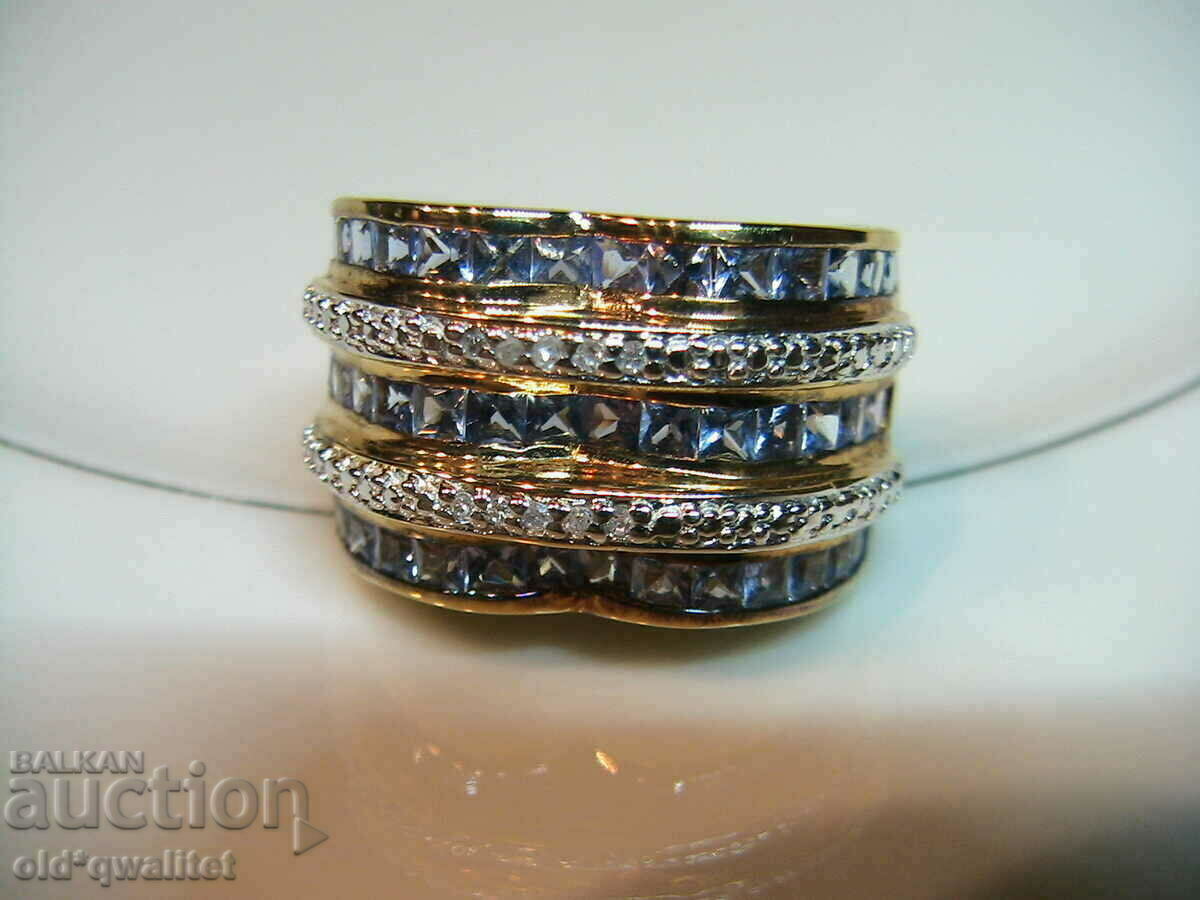 Delivery of RING, 925 Silver with Tanzanite and Topaz, gilding