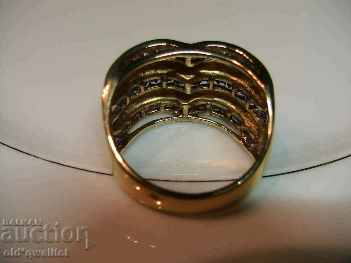 RING, 925 Silver with Tanzanite and Topaz, gilding - 6