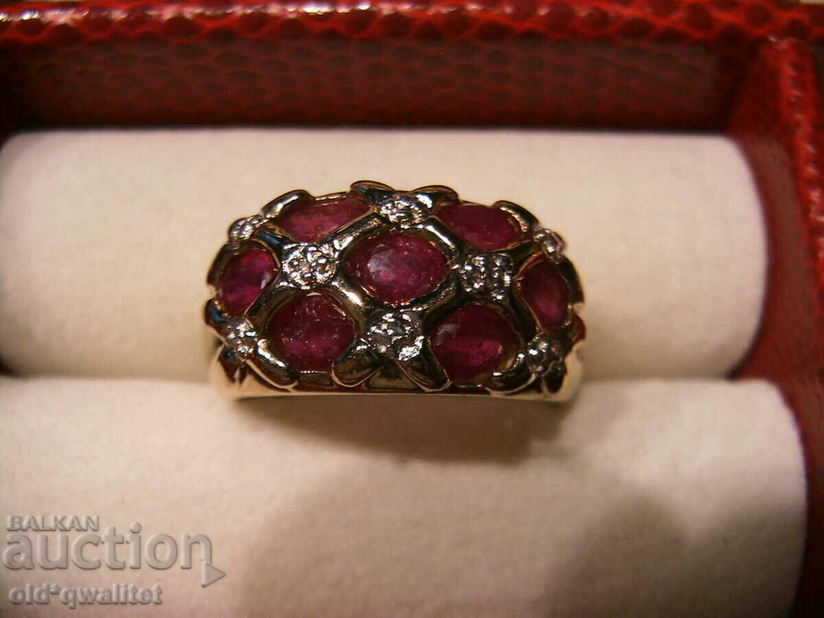 Auction RING, 925 Silver with Ruby, gilding Auction RING, 925 Silver with Ruby, gilding