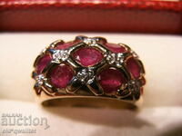 RING, 925 Silver with Ruby, gilding