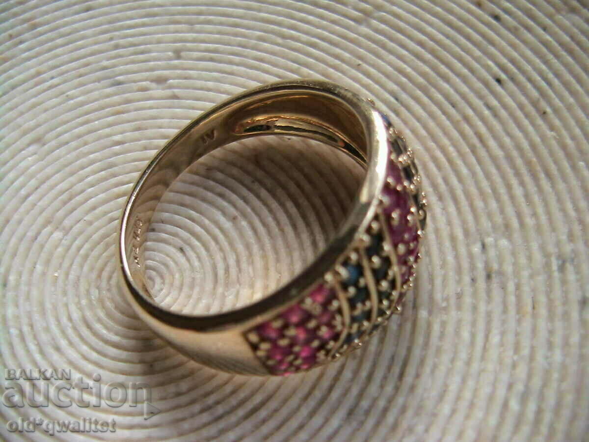 Auction RING, Silver 925 with pink Sapphire / Ruby, gilding Auction RING, Silver 925 with pink Sapphire / Ruby, gilding