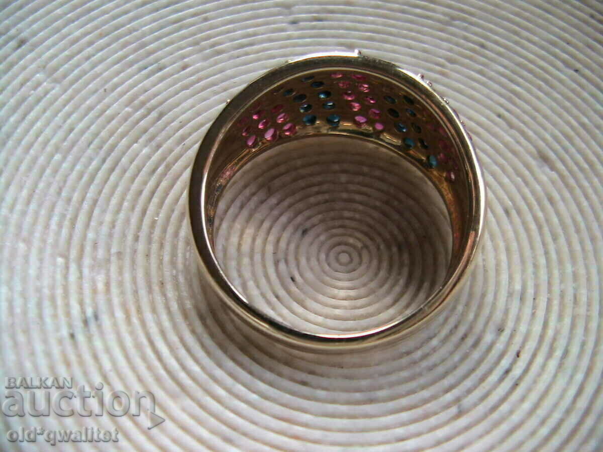 RING, Silver 925 with pink Sapphire / Ruby, gilding - 5 RING, Silver 925 with pink Sapphire / Ruby, gilding - 5