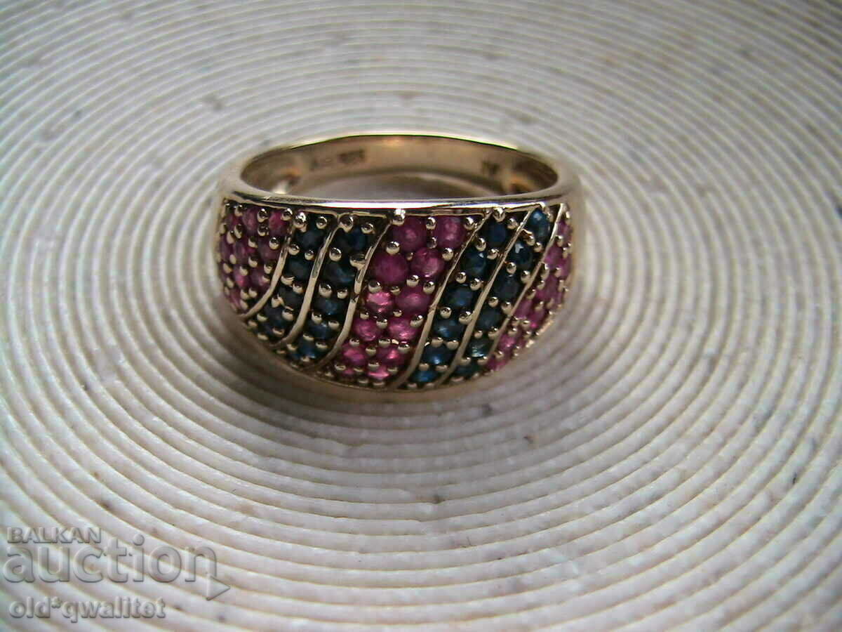 RING, Silver 925 with pink Sapphire / Ruby, gilding - 6 RING, Silver 925 with pink Sapphire / Ruby, gilding - 6