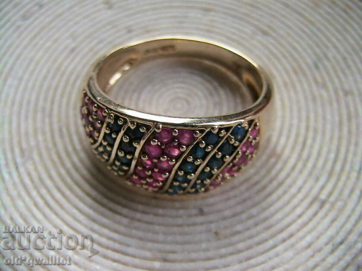 RING, Silver 925 with pink Sapphire / Ruby, gilding - 7 RING, Silver 925 with pink Sapphire / Ruby, gilding - 7