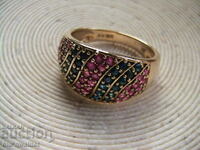 RING, Silver 925 with pink Sapphire / Ruby, gilding