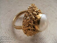 RING, Silver 925 with est. Pearl, gilding