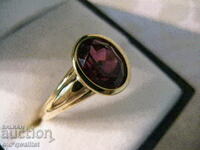 Gold ring with Almandine stone - Garnet, hallmark: 375