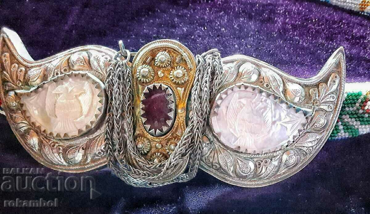 Authentic silver buckles with mother of pearl