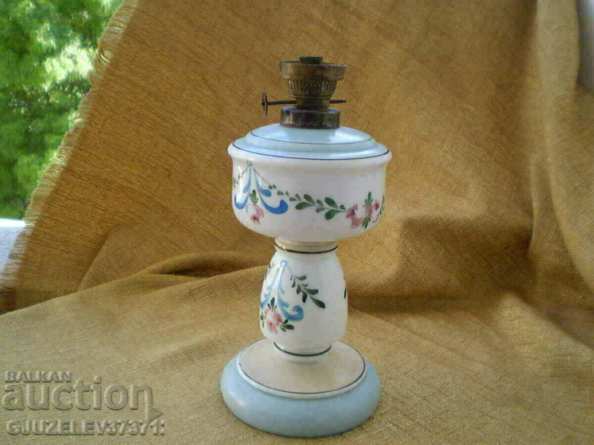 Antique painted porcelain gas lamp