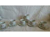 Coffee set 5 cups with jug - old Bulgarian porcelain