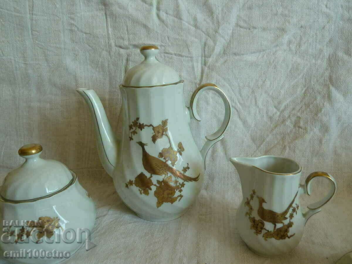 Tea set Kettle sugar bowl jug 2 cups - Birds gilding with price 40.00 BGN | € 20.45 Tea set Kettle sugar bowl jug 2 cups - Birds gilding with price 40.00 BGN | € 20.45