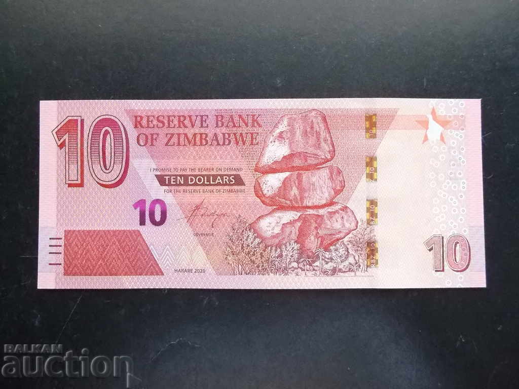 ZIMBABWE, $ 10, 2020, UNC