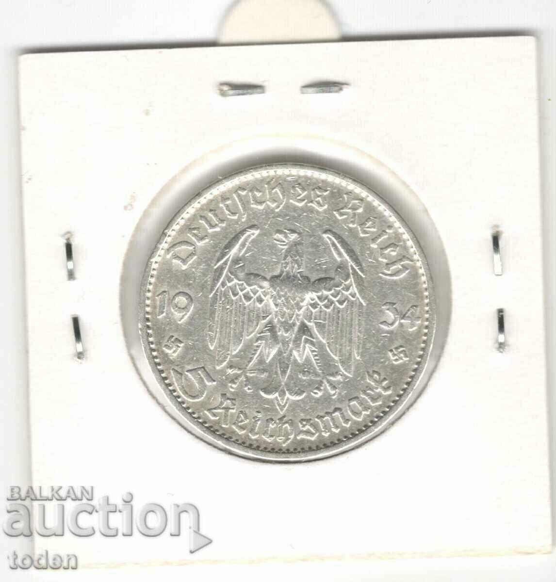 Аукцион Germany-5 Reichsmark-1934 D-KM# 82-Potsdam Garrison C-Silver