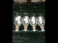 Cups - 4 thin gilded glass 18 cm