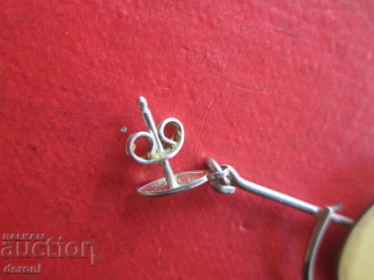 Auction Designer silver earrings with gold and stones 925 Auction Designer silver earrings with gold and stones 925