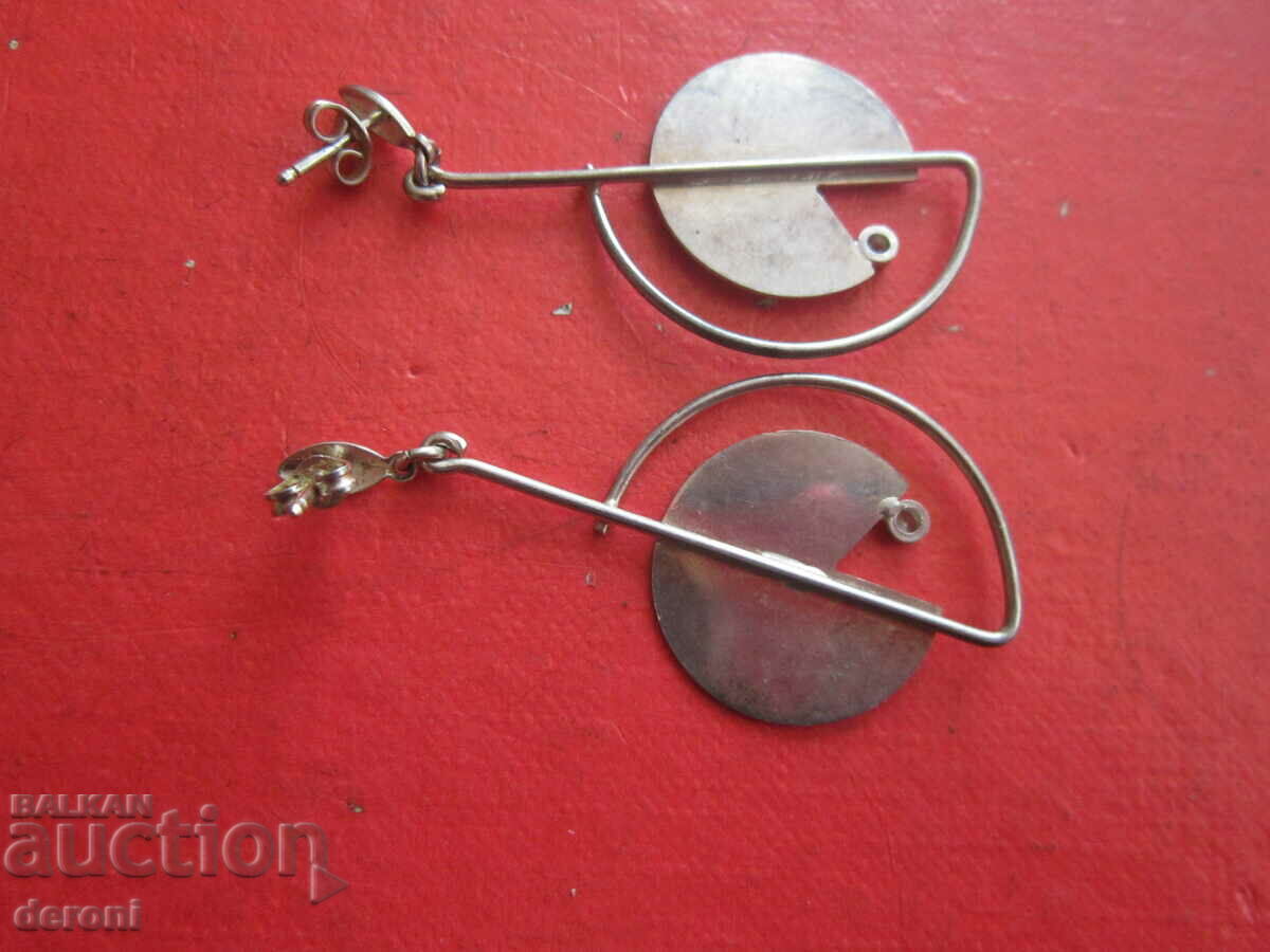 Designer silver earrings with gold and stones 925 - 5 Designer silver earrings with gold and stones 925 - 5