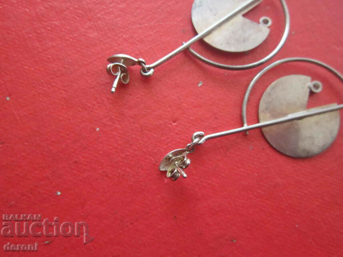 Designer silver earrings with gold and stones 925 - 6 Designer silver earrings with gold and stones 925 - 6