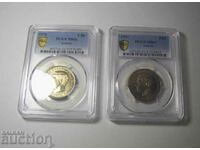 RRR! Greece 5 drachmas 1970 MS66, 1971 MS67