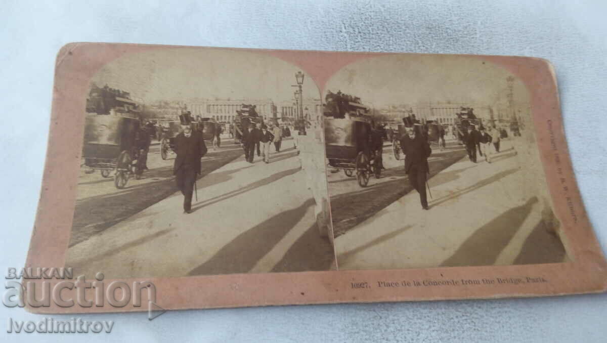 Стереокартичка Paris Place de la Concorde 1896 Картон