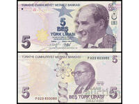 ⭐ ⭐ Turcia 2009 (2022) 5 lire UNC nou-nouță ((