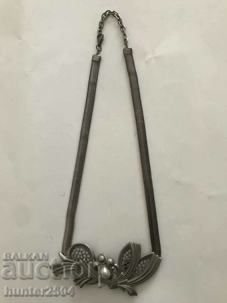 Colier-metal alb cu perla 45 cm Colier-metal alb cu perla 45 cm