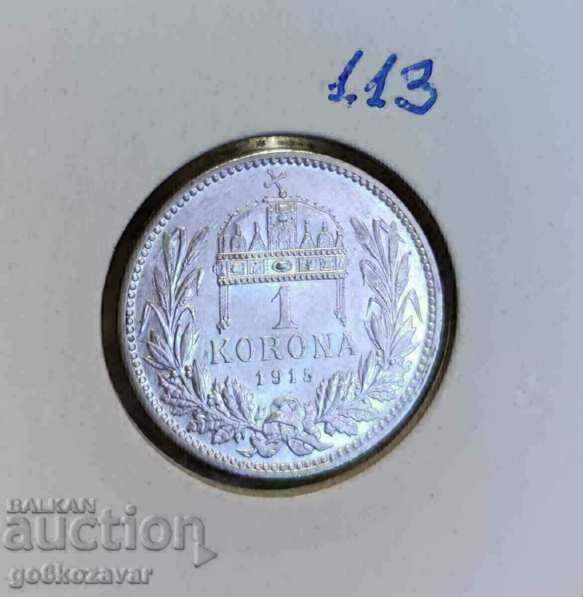 Auction Hungary 1 Crown 1915 Silver UNC! Auction Hungary 1 Crown 1915 Silver UNC!