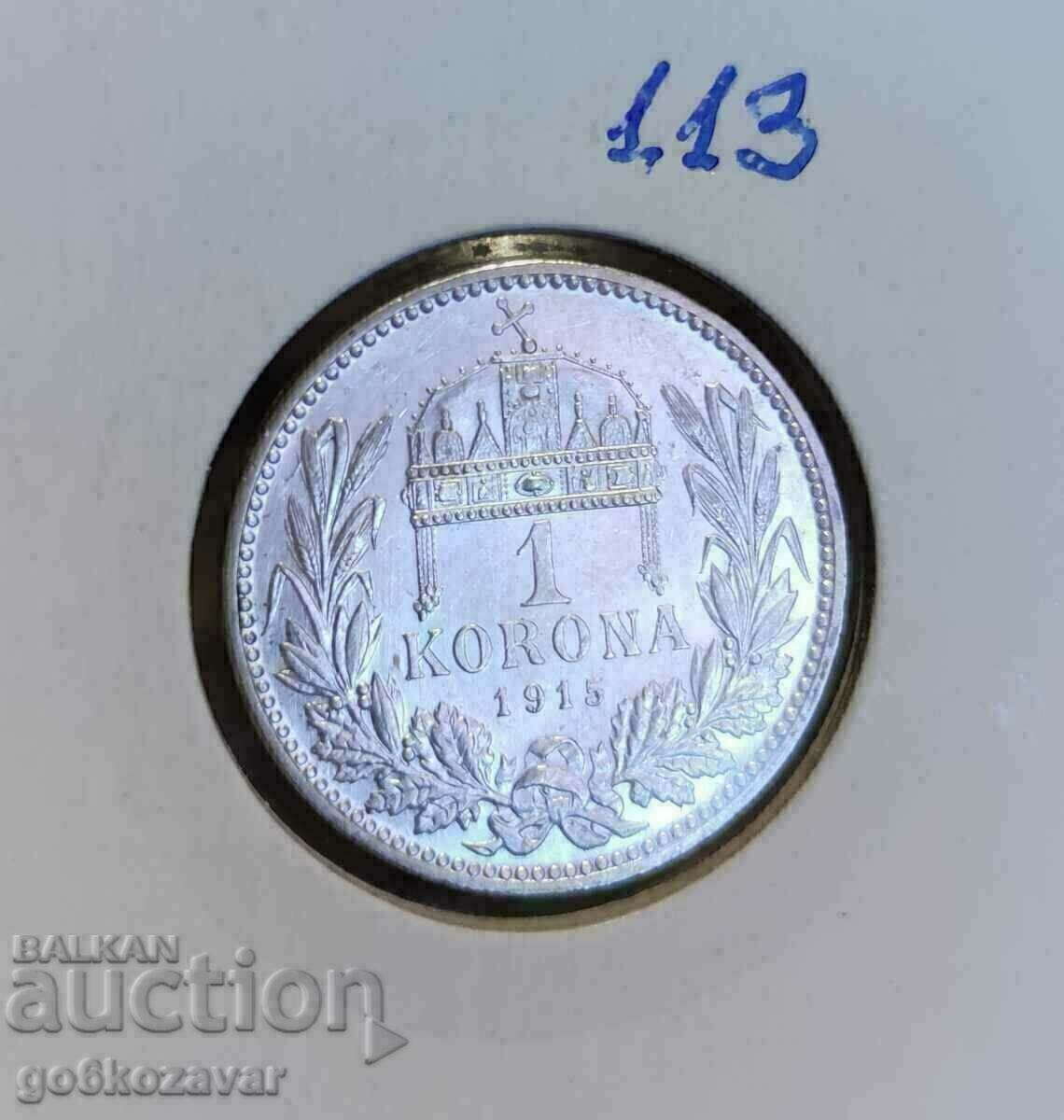 Ungaria 1 Coroană 1915 Argint UNC!