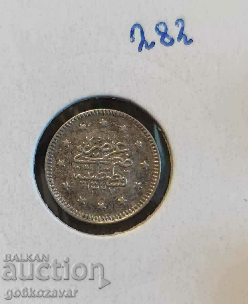 Ottoman Empire 1 Korush 1327-1909 Silver Cefra 2! RR