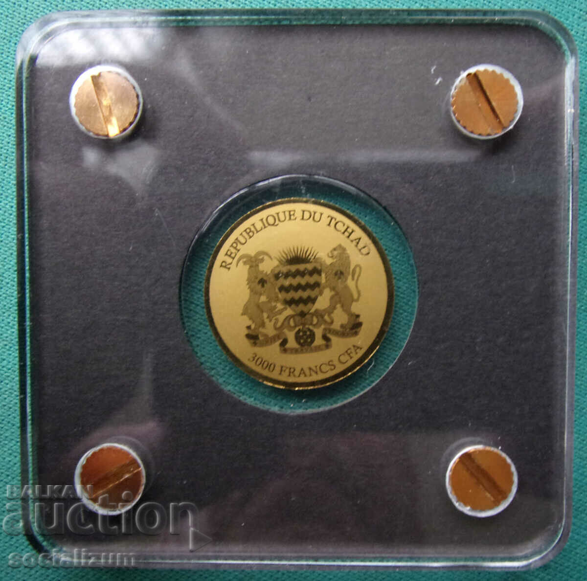 Licitație Ciad-3000 franc-aur-999 eșantion-certificat UNC PROOF Rar Licitație Ciad-3000 franc-aur-999 eșantion-certificat UNC PROOF Rar