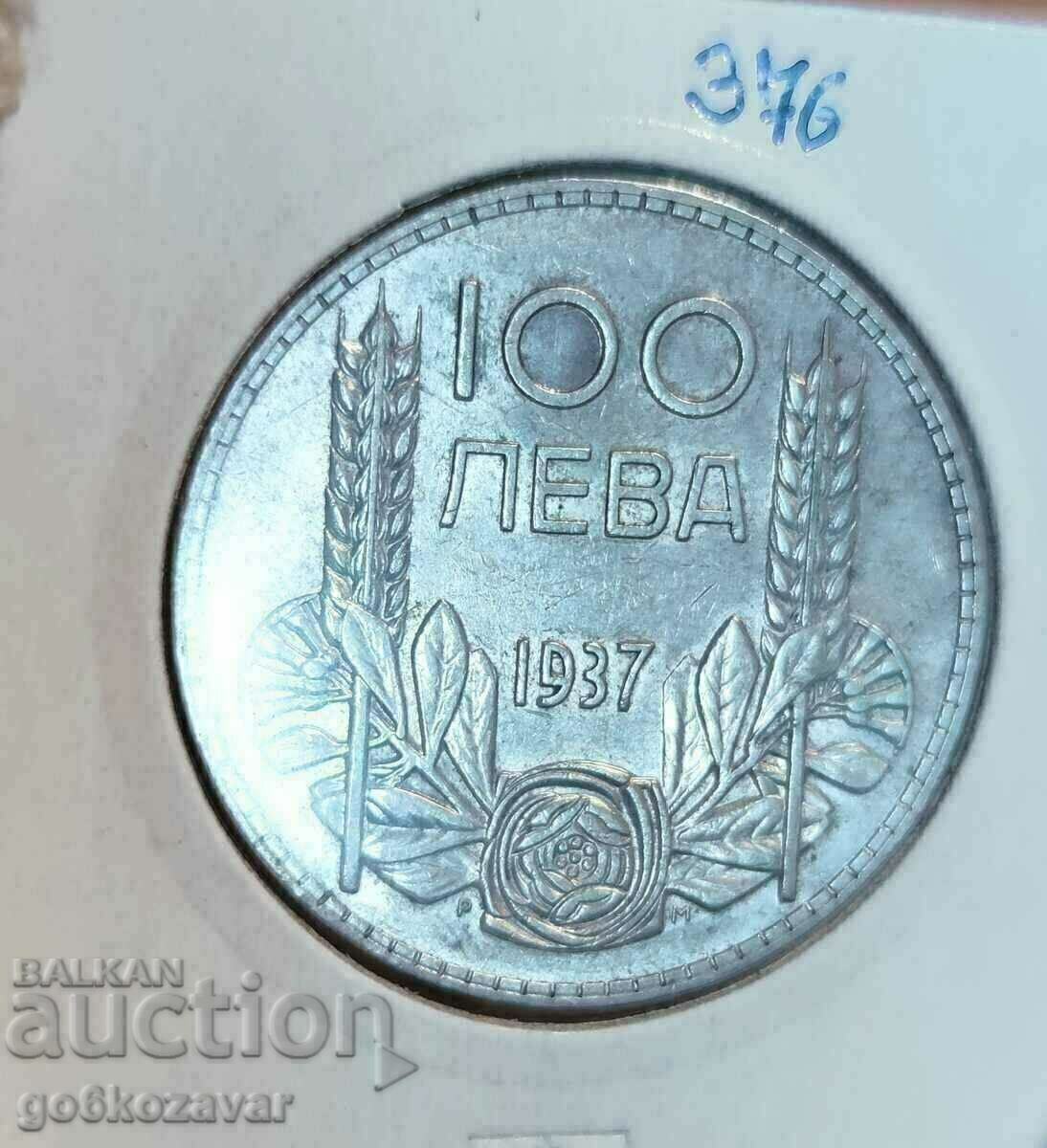 България 100 лева 1937г Сребро, гланц, колекция !