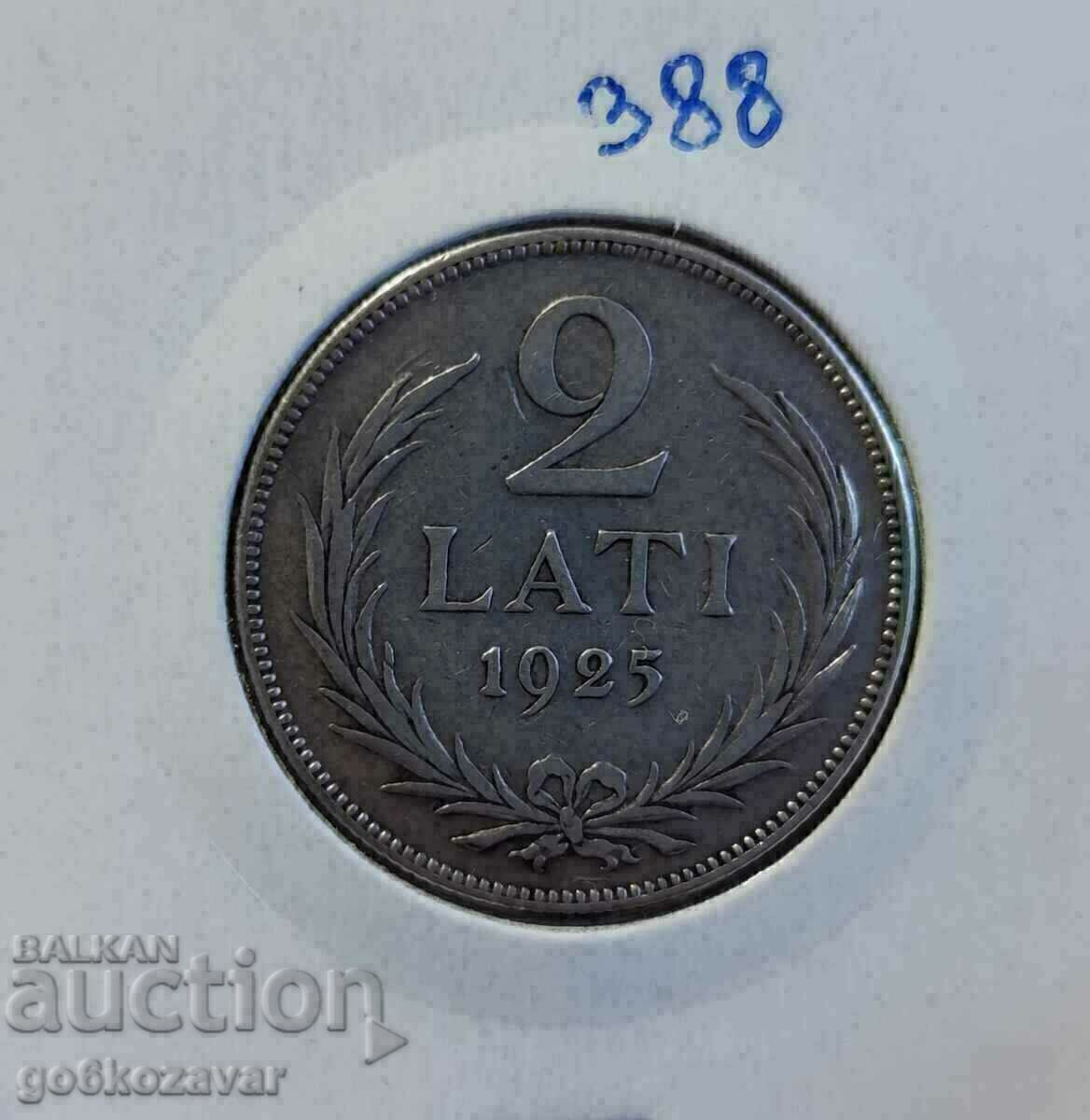 Латвия 2 лати 1925г Сребро!