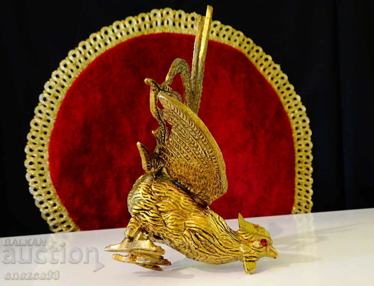 Bronze statuette Rooster with ruby eyes. - 5