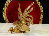 Bronze statuette Rooster with ruby eyes.
